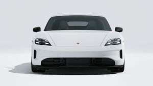 Exterior view of Taycan Black Edition showing the front of the car
