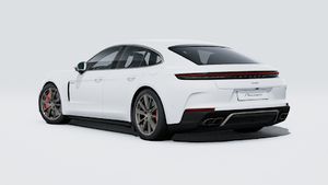 Panamera Turbo E-Hybrid的外部視圖顯示汽車的後部和左側