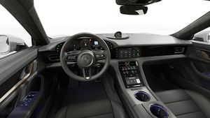 Вид зсередини з рульовим колесом і панеллю приладів Taycan Turbo S Cross Turismo