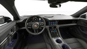 Вид зсередини з рульовим колесом і панеллю приладів Taycan 4S Sport Turismo Black Edition