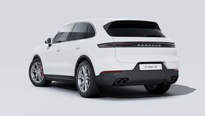 Exterior view of Cayenne S showing the back and left side of the car