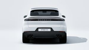 Exterior view of Cayenne S Coupé showing the rear of the car