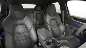 Interior view showing the front seats of Cayenne Turbo GT