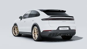 Exterior view of Cayenne Turbo GT showing the back and left side of the car