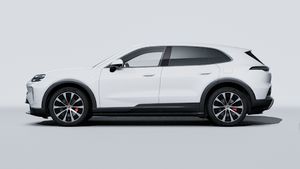 Exterior view of Cayenne S Electric showing the left side of the car