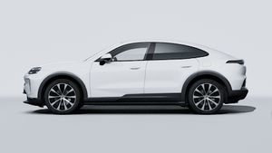 Exterior view of Cayenne Coupe Electric showing the left side of the car