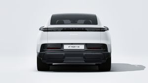 Exterior view of Cayenne Coupe Electric showing the rear of the car