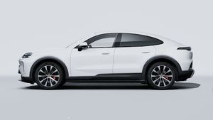 Exterior view of Cayenne S Coupe Electric showing the left side of the car