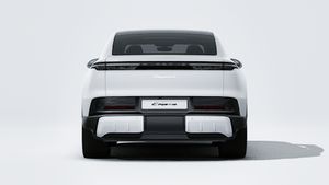 Exterior view of Cayenne S Coupe Electric showing the rear of the car