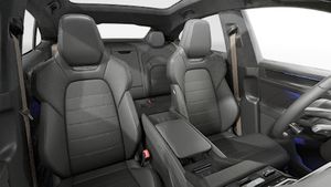 Interior view showing the front seats of Cayenne Turbo Coupe Electric
