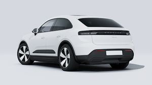 Exterior view of Macan showing the back and left side of the car