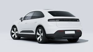 Exterior view of Macan 4 showing the back and left side of the car