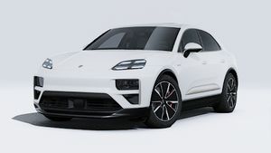 Exterior view of Macan Turbo showing the front and left side of the car