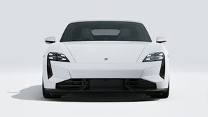 Exterior view of Taycan Turbo S showing the front of the car