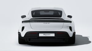 Exterior view of Taycan Turbo GT showing the rear of the car