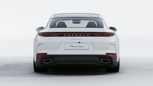Exterior view of Panamera showing the rear of the car