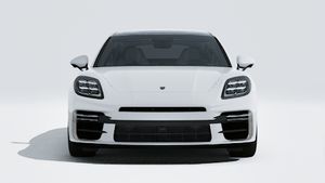 Exterior view of Panamera Turbo E-Hybrid showing the front of the car