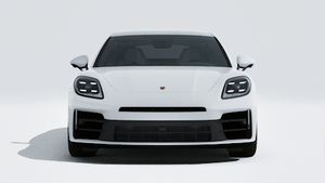Vista exterior de Panamera 4 E-Hybrid mostrando la parte delantera del coche