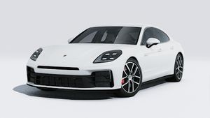 Vista exterior de Panamera 4S E-Hybrid mostrando la parte delantera y el lado izquierdo del coche