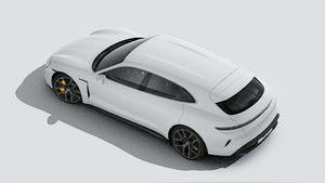 Внешний вид сайта Taycan Turbo S Sport Turismo с высоты