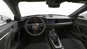 Interior view showing the steering wheel and dashboard of 911 GT3