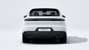 Exterior view of Cayenne E-Hybrid showing the rear of the car