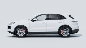 Exterior view of Cayenne S E-Hybrid showing the left side of the car