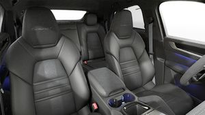Interior view showing the front seats of Cayenne Turbo GT