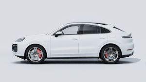 Exterior view of Cayenne Turbo E-Hybrid Coupé showing the left side of the car
