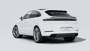 Exterior view of Cayenne Turbo E-Hybrid Coupé showing the back and left side of the car