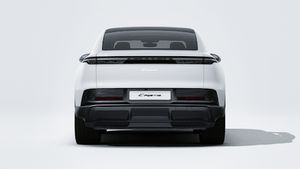 Exterior view of Cayenne Coupé Electric showing the rear of the car