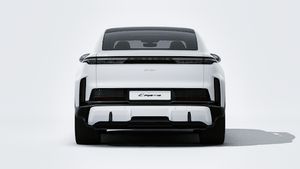 Exterior view of Cayenne Turbo Coupé Electric showing the rear of the car
