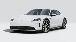 Exterior view of Taycan 4 Cross Turismo showing the front and left side of the car