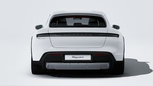 Exterior view of Taycan 4 Cross Turismo showing the rear of the car