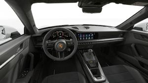 Interior view showing the steering wheel and dashboard of 911 GT3