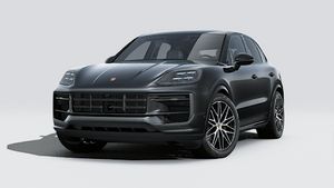 Exterior view of Cayenne Black Edition showing the front and left side of the car