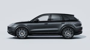 Exterior view of Cayenne E-Hybrid Black Edition showing the left side of the car