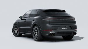 Exterior view of Cayenne S E-Hybrid Coupé Black Edition showing the back and left side of the car