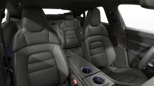 Interior view showing the front seats of Taycan