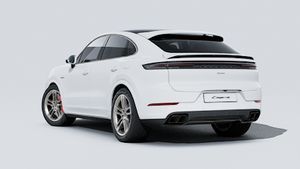 Exterior view of Cayenne Turbo E-Hybrid Coupé showing the back and left side of the car