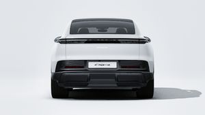 Exterior view of Cayenne Coupé Electric showing the rear of the car