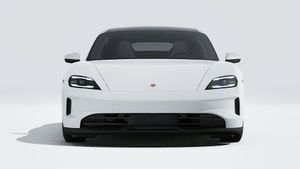 Exterior view of Taycan showing the front of the car