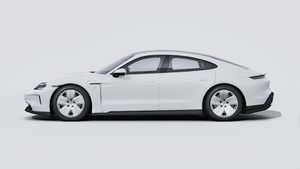 Exterior view of Taycan showing the left side of the car
