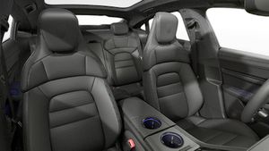 Interior view showing the front seats of Taycan Black Edition