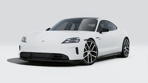 Exterior view of Taycan 4 Black Edition showing the front and left side of the car