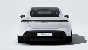Exterior view of Taycan 4 Black Edition showing the rear of the car