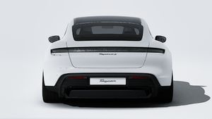 Exterior view of Taycan 4S Black Edition showing the rear of the car