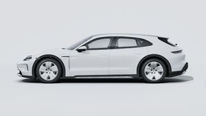 Exterior view of Taycan 4 Cross Turismo showing the left side of the car