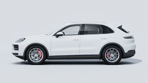 Exterior view of Cayenne S E-Hybrid showing the left side of the car