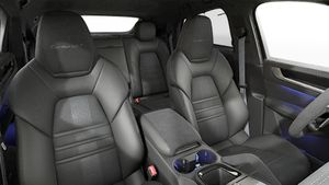 Interior view showing the front seats of Cayenne Turbo GT
